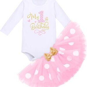 First Birthday Cake Smash Birthday Tutu Polka Dot Outfit